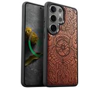 Carveit Custodia Compatibile Magsafe per Galaxy S26 Ultra Case, Legno Cover avec Magnetico per Samsung S26 Ultra Custodia Paraurti Robusto TPU (Rosea-Lettere Futhark)