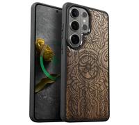 Carveit Custodia Compatibile Magsafe per Galaxy S26 Ultra Case, Legno Cover avec Magnetico per Samsung S26 Ultra Custodia Paraurti Robusto TPU (Noce-Lettere Futhark)