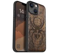 Carveit Custodia Compatibile MagSafe per iPhone 14 Case, Legno Cover avec Magnetico per Apple 14 Custodia Paraurti Robusto TPU (Noce-Dominio di Ragnatele)