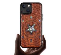 Carveit Custodia Compatibile MagSafe per iPhone 14 Cover, Incisione in Legno e intarsio di cozze per Apple 14 Custodia Magnetico Case (Rosea Legno-Sussurro dell'Abisso)