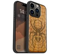 Carveit Custodia Compatibile MagSafe per iPhone 14 Pro Case, Legno Cover avec Magnetico per Apple 14 Pro Custodia Paraurti Robusto TPU (Ciliegia-Dominio di Ragnatele)