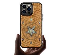 Carveit Custodia Compatibile MagSafe per iPhone 14 Pro Max Cover, Incisione in Legno e intarsio di cozze per Apple 14 Pro Max Custodia Magnetico Case (Ciliegia Legno-Sussurro dell'Abisso)