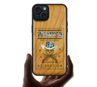 Carveit Custodia Compatibile MagSafe per iPhone 15 Plus Cover, Incisione in Legno e intarsio di cozze per Apple 15 Plus Custodia Magnetico Case (Ciliegia Legno-Teschio Fuorilegge Ricercato)