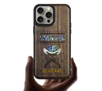 Carveit Custodia Compatibile MagSafe per iPhone 15 Pro Max Cover, Incisione in Legno e intarsio di cozze per Apple 15 Pro Max Custodia Magnetico Case (Noce Legno-Teschio Fuorilegge Ricercato)
