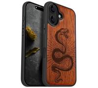 Carveit Custodia Compatibile MagSafe per iPhone 16 Case, Legno Cover avec Magnetico per Apple 16 Custodia Paraurti Robusto TPU (Rosea-Spirale della vipera)
