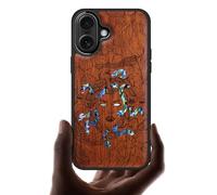 Carveit Custodia Compatibile MagSafe per iPhone 17 Cover, Incisione in Legno e intarsio di cozze per Apple iPhone 17 Custodia Magnetico (Rosea Legno-L'enigma di Medusa)