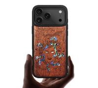 Carveit Custodia Compatibile MagSafe per iPhone 17 Pro Cover, Incisione in Legno e intarsio di cozze per Apple iPhone 17 Pro Custodia Magnetico (Rosea Legno-L'enigma di Medusa)