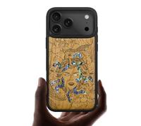 Carveit Custodia Compatibile MagSafe per iPhone 17 Pro Cover, Incisione in Legno e intarsio di cozze per Apple iPhone 17 Pro Custodia Magnetico (Ciliegia Legno-L'enigma di Medusa)