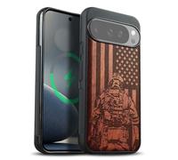 Carveit Custodia Compatibile MagSafe per Pixel 10 Pro XL Case, Legno Cover avec Magnetico per Google Pixel 10 Pro XL Custodia Paraurti TPU (Rosea-Soldato al Valore e all'Onore)
