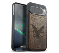 Carveit Custodia Compatibile MagSafe per Pixel 10 Pro XL Case, Legno Cover avec Magnetico per Google Pixel 10 Pro XL Custodia Paraurti TPU (Noce-Crow mistico con simboli esoterici)