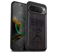 Carveit Custodia Compatibile MagSafe per Pixel 9 Pro XL Case, Legno Cover avec Magnetico per Google Pixel 9 Pro XL Custodia Paraurti Robusto TPU (Legno nero-Teschio Fuorilegge Ricercato)