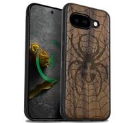 Carveit Custodia Compatibile MagSafe per Pixel 9a Case, Legno Cover avec Magnetico per Google Pixel 9a Custodia Paraurti Robusto TPU (Noce-Dominio di Ragnatele)