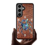 Carveit Custodia Compatibile MagSafe per Samsung S26 Cover, Incisione in Legno e intarsio di cozze per Galaxy S26 Magnetico con Custodia (Rosea-Ragno Tra le Rune Mistiche)