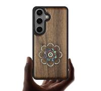 Carveit Custodia Compatibile MagSafe per Samsung S26 Cover, Incisione in Legno e intarsio di cozze per Galaxy S26 Magnetico con Custodia (Noce-Mystic Floral Harmony)