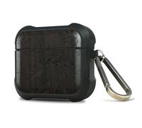 Carveit Custodia in Legno Compatibile con AirPods 4 (2024) Gen Case, Cover Protettiva in Antiurto per Apple AirPods 4 Gen con titanio Moschettone (Legno nero-L'ascesa del Drago)