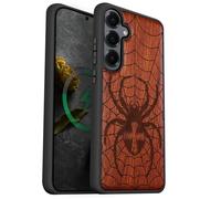 Carveit Custodia In Legno Compatibile MagSafe con Galaxy S25 Plus Custodia, Magnetico Case avec Antiurto con Protezione Per Samsung S25 Plus Cover (Rosea-Dominio di Ragnatele)