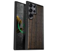 Carveit Custodia In Legno Compatibile MagSafe con Galaxy S25 Ultra Custodia, Magnetico Case avec Antiurto con Protezione Per Samsung S25 Ultra Cover (Legno nero-Il Linguaggio Dell'Universo)