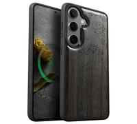 Carveit Custodia In Legno Compatibile Magsafe con Galaxy S26 Custodia, Magnetico Case avec Antiurto con Protezione Per Samsung S26 Cover (Legno nero-L'ascesa del Drago)