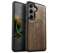 Carveit Custodia In Legno Compatibile Magsafe con Galaxy S26 Custodia, Magnetico Case avec Antiurto con Protezione Per Samsung S26 Cover (Noce-L'ascesa del Drago)