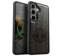 Carveit Custodia In Legno Compatibile Magsafe con Galaxy S26 Custodia, Magnetico Case avec Antiurto con Protezione Per Samsung S26 Cover (Legno nero-Yggdrasil e Rune)