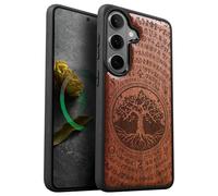 Carveit Custodia In Legno Compatibile Magsafe con Galaxy S26 Custodia, Magnetico Case avec Antiurto con Protezione Per Samsung S26 Cover (Rosea-Yggdrasil e Rune)