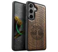 Carveit Custodia In Legno Compatibile Magsafe con Galaxy S26 Custodia, Magnetico Case avec Antiurto con Protezione Per Samsung S26 Cover (Noce-Yggdrasil e Rune)