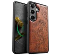 Carveit Custodia In Legno Compatibile Magsafe con Galaxy S26 Custodia, Magnetico Case avec Antiurto con Protezione Per Samsung S26 Cover (Rosea-L'ascesa del Drago)