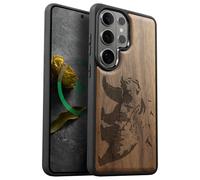 Carveit Custodia In Legno Compatibile Magsafe con Galaxy S26 Ultra Custodia, Magnetico Case avec Antiurto con Protezione Per Samsung S26 Ultra Cover (Noce-Orso e Valli)