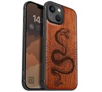 Carveit Custodia In Legno Compatibile MagSafe con iPhone 13 Custodia, Magnetico Case avec Antiurto con Protezione Per 13 Cover (Rosea-Spirale della vipera)