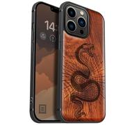 Carveit Custodia In Legno Compatibile MagSafe con iPhone 13 Pro Custodia, Magnetico Case avec Antiurto con Protezione Per 13 Pro Cover (Rosea-Spirale della vipera)
