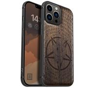 Carveit Custodia In Legno Compatibile MagSafe con iPhone 13 Pro Max Custodia, Magnetico Case avec Antiurto con Protezione Per 13 Pro Max Cover (Noce-Pentagramma della vipera)