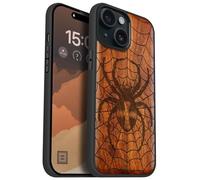 Carveit Custodia In Legno Compatibile MagSafe con iPhone 15 Custodia, Magnetico Case avec Antiurto con Protezione Per 15 Cover (Rosea-Dominio del Tessitore di Ragnatele)