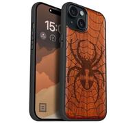 Carveit Custodia In Legno Compatibile MagSafe con iPhone 15 Plus Custodia, Magnetico Case avec Antiurto con Protezione Per 15 Plus Cover (Rosea-Dominio del Tessitore di Ragnatele)