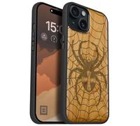 Carveit Custodia In Legno Compatibile MagSafe con iPhone 15 Plus Custodia, Magnetico Case avec Antiurto con Protezione Per 15 Plus Cover (Ciliegia-Dominio del Tessitore di Ragnatele)
