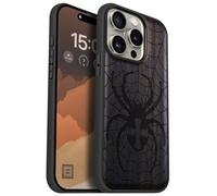 Carveit Custodia In Legno Compatibile MagSafe con iPhone 15 Pro Custodia, Magnetico Case avec Antiurto con Protezione Per 15 Pro Cover (Legno nero-Dominio del Tessitore di Ragnatele)