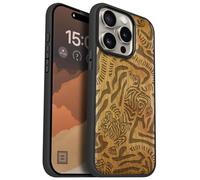 Carveit Custodia In Legno Compatibile MagSafe con iPhone 15 Pro Custodia, Magnetico Case avec Antiurto con Protezione Per 15 Pro Cover (Ciliegia-Ruggito dell'Arte Astratta)