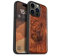 Carveit Custodia In Legno Compatibile MagSafe con iPhone 15 Pro Max Custodia, Magnetico Case avec Antiurto con Protezione Per 15 Pro Max Cover (Rosea-il senso muth di scolpito scolpiti)