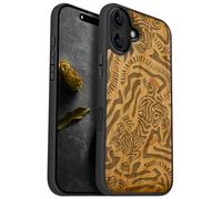 Carveit Custodia In Legno Compatibile MagSafe con iPhone 16 Plus Custodia, Magnetico Case avec Antiurto con Protezione Per Apple 16 Plus Cover (Ciliegia-Ruggito dell'Arte Astratta)