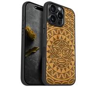 Carveit Custodia In Legno Compatibile MagSafe con iPhone 16 Pro Max Custodia, Magnetico Case avec Antiurto con Protezione Per Apple 16 Pro Max Cover (Ciliegia-Maori Moko Mandala)