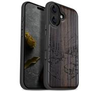 Carveit Custodia In Legno Compatibile MagSafe con iPhone 17 Custodia, Magnetico Case avec Antiurto con Protezione Per Apple 17 Cover (Legno nero-Paesaggio naturale)