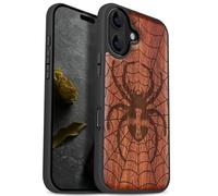 Carveit Custodia In Legno Compatibile MagSafe con iPhone 17 Custodia, Magnetico Case avec Antiurto con Protezione Per Apple 17 Cover (Rosea-Dominio di Ragnatele)