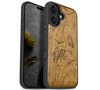 Carveit Custodia In Legno Compatibile MagSafe con iPhone 17 Custodia, Magnetico Case avec Antiurto con Protezione Per Apple 17 Cover (Ciliegia-Grazia ed Eleganza Felina)