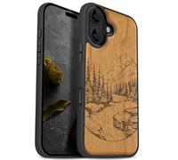 Carveit Custodia In Legno Compatibile MagSafe con iPhone 17 Custodia, Magnetico Case avec Antiurto con Protezione Per Apple 17 Cover (Ciliegia-Paesaggio naturale)