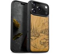 Carveit Custodia In Legno Compatibile MagSafe con iPhone 17 Pro Custodia, Magnetico Case avec Antiurto con Protezione Per Apple 17 Pro Cover (Ciliegia-Paesaggio naturale)