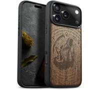 Carveit Custodia In Legno Compatibile MagSafe con iPhone 17 Pro Custodia, Magnetico Case avec Antiurto con Protezione Per Apple 17 Pro Cover (Noce-Il senso muth di scolpiti)