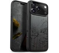 Carveit Custodia In Legno Compatibile MagSafe con iPhone 17 Pro Custodia, Magnetico Case avec Antiurto con Protezione Per Apple 17 Pro Cover (Legno nero-Paesaggio naturale)