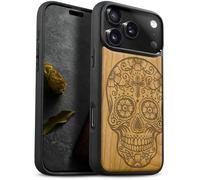 Carveit Custodia In Legno Compatibile MagSafe con iPhone 17 Pro Max Custodia, Magnetico Case avec Antiurto con Protezione Per Apple 17 Pro Max Cover (Ciliegia-Dis de los Muertos)