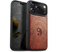 Carveit Custodia In Legno Compatibile MagSafe con iPhone 17 Pro Max Custodia, Magnetico Case avec Antiurto con Protezione Per Apple 17 Pro Max Cover (Rosea-Mysterious Yinyang)