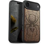 Carveit Custodia In Legno Compatibile MagSafe con iPhone Air Custodia, Magnetico Case avec Antiurto con Protezione Per Apple iPhone 17 Air Cover (Noce-Dominio di Ragnatele)