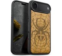 Carveit Custodia In Legno Compatibile MagSafe con iPhone Air Custodia, Magnetico Case avec Antiurto con Protezione Per Apple iPhone 17 Air Cover (Ciliegia-Dominio di Ragnatele)